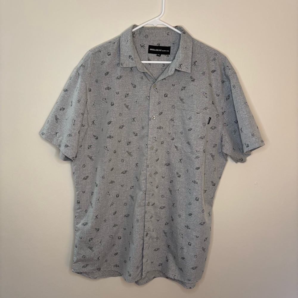 Gray Polo Shirt Molokai Surf Co Short Sleeve button up men’s 2XL
